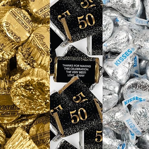 Kit de 200 caramelos personalizados para cumpleaños número 50, regalos de fiesta de chocolate para invitados, suministros de bufé de dulces
