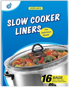 Slow Cooker Liners Small Size Pot Liners Disposable Cooking Bags Fit 1-3QT Suitable for Slow Cooker and Oval & Round Pot 16