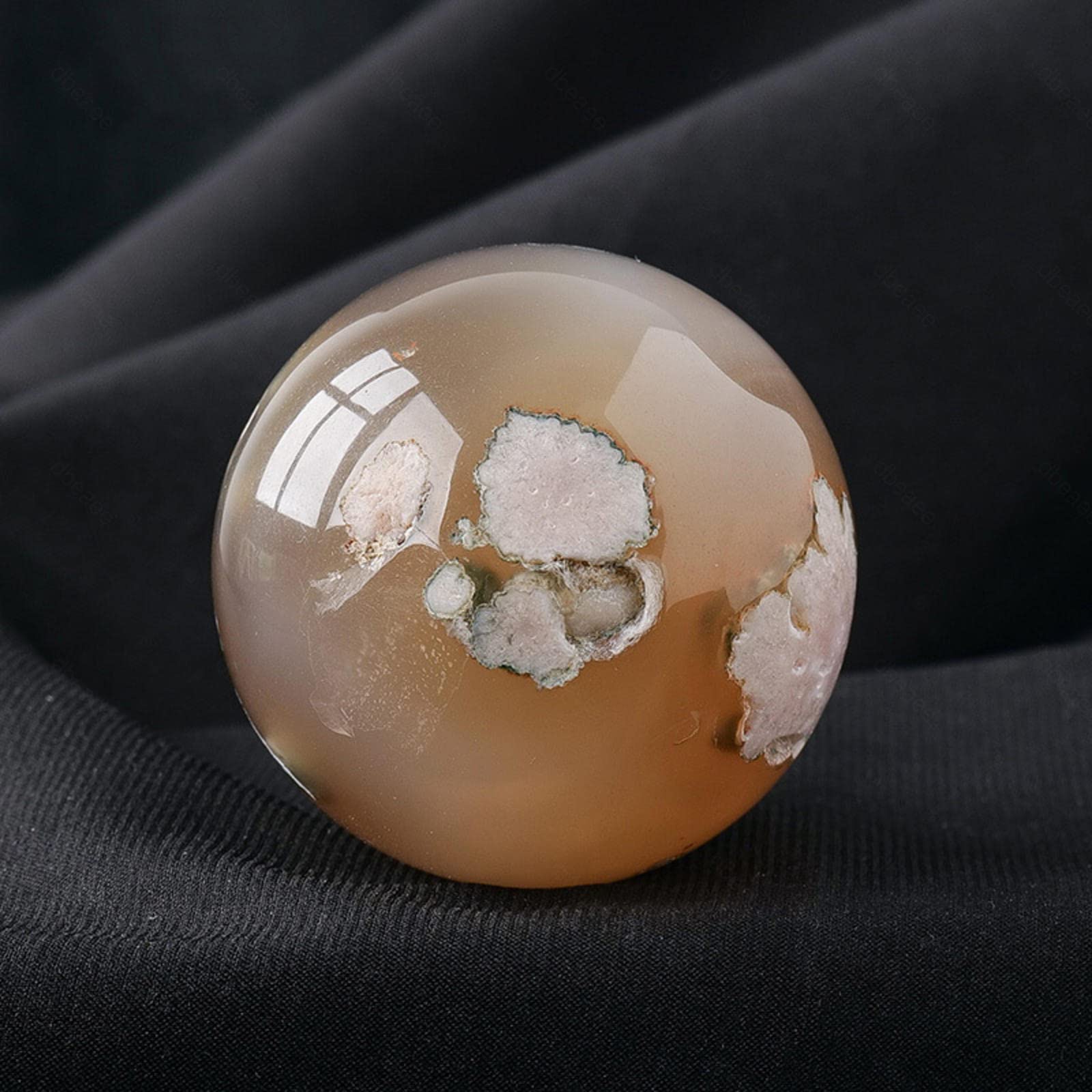 Ylquxeuv One Color Fluorite Rough Stone Crystal Ball Rainbow For Decoration Or Magic,Cherry Blossom Agate-5Cm