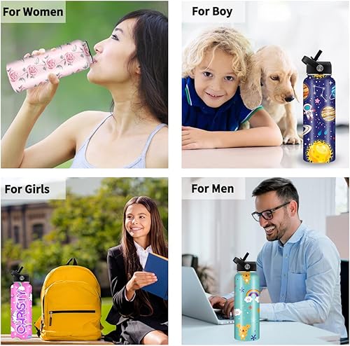 Miniatura 7 de Botellas de agua personalizadas para mujeres, hombres, niñas y niños con nombres de pajita, botella de agua personalizada, regalos para mamá, papá,