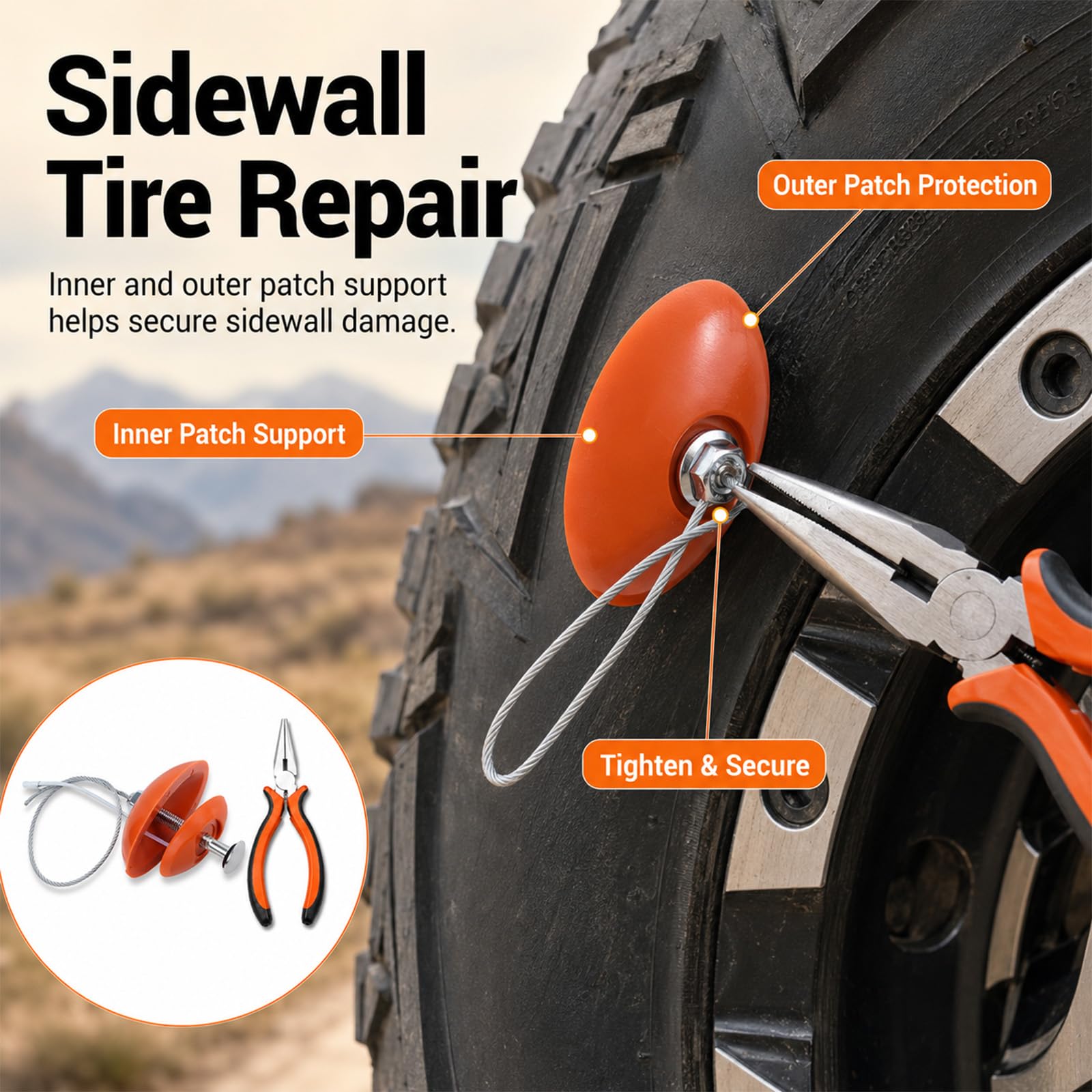 Kit di riparazione pneumatici piatti con tappi, 18 pezzi, kit di riparazione pneumatici laterali resistenti per auto, moto, ATV, UTV, SXS, camion, trattori, parches para Llantas De Carro