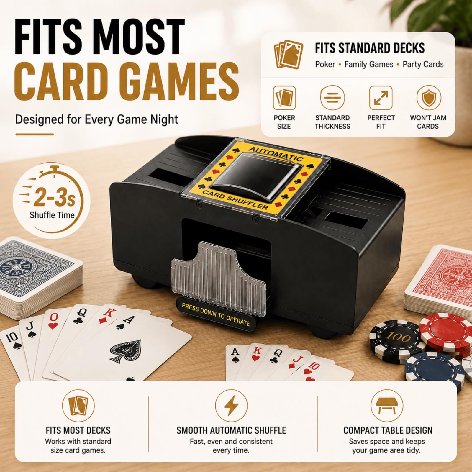 Mikser do kart elektrycznych, zasilany bateriami, automatyczny mikser kart do pokera, UNO, Skip BO Skyjo, mikser kart (wersja na baterie, 2 płyty)