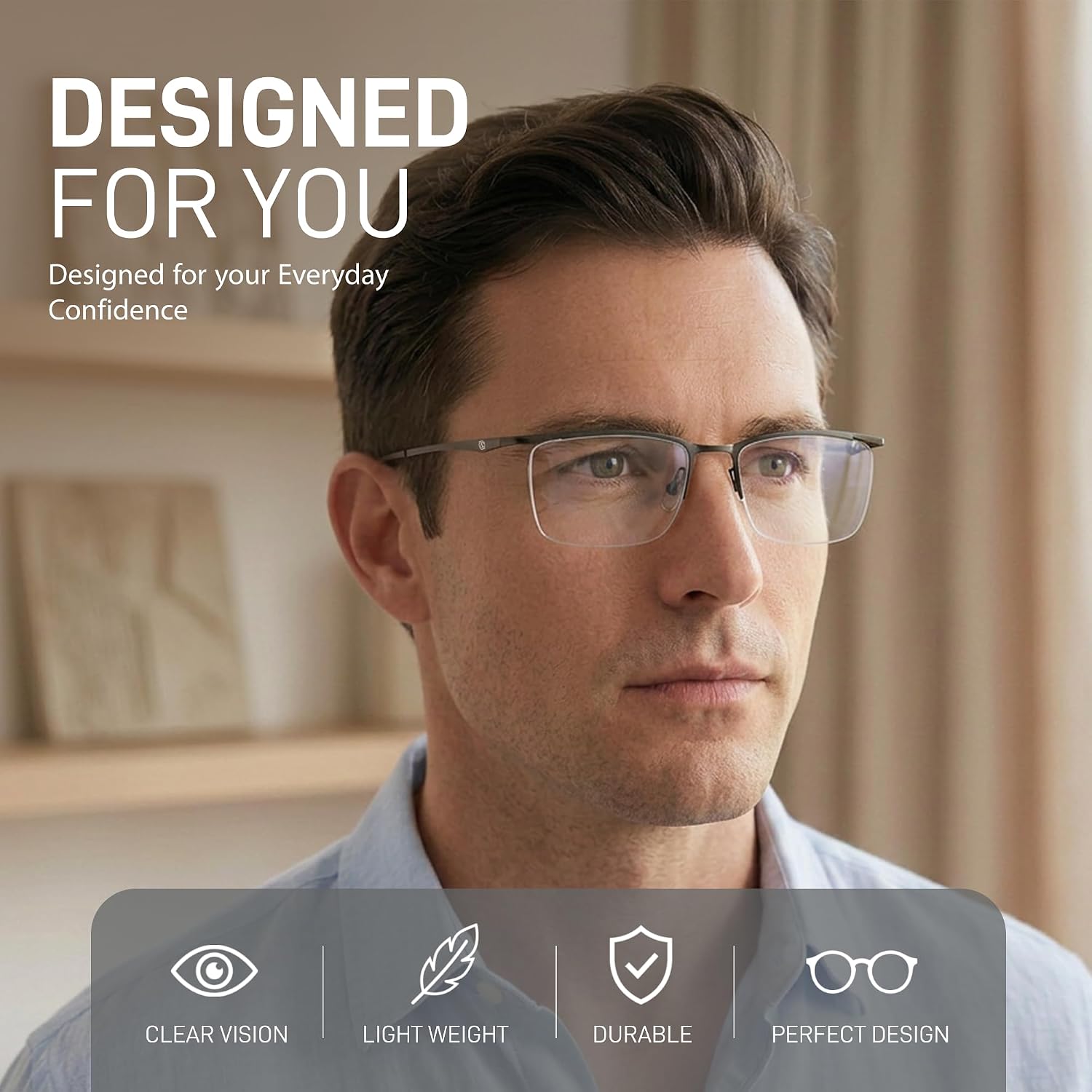 FATHEADZ EYEWEAR Reading Glasses - Readers for Men & Women -Titanium Frame with Spring Hinges - John Raymond Ultimate Fit