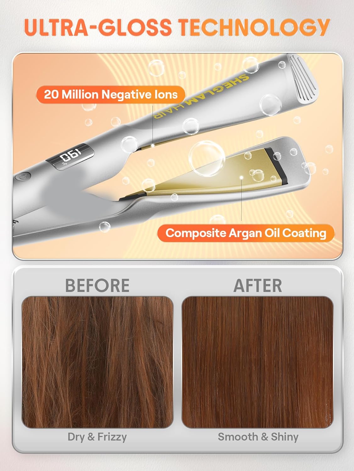 SHEGLAM Sleek Chic Twist Kiss Flat Iron - 2-in-1 Hair Straightener & Curling Iron, 1" Barrel, 60s Fast Heat, 20M Negative Ions, 5 Temp Settings, Travel-Friendly - Image 4