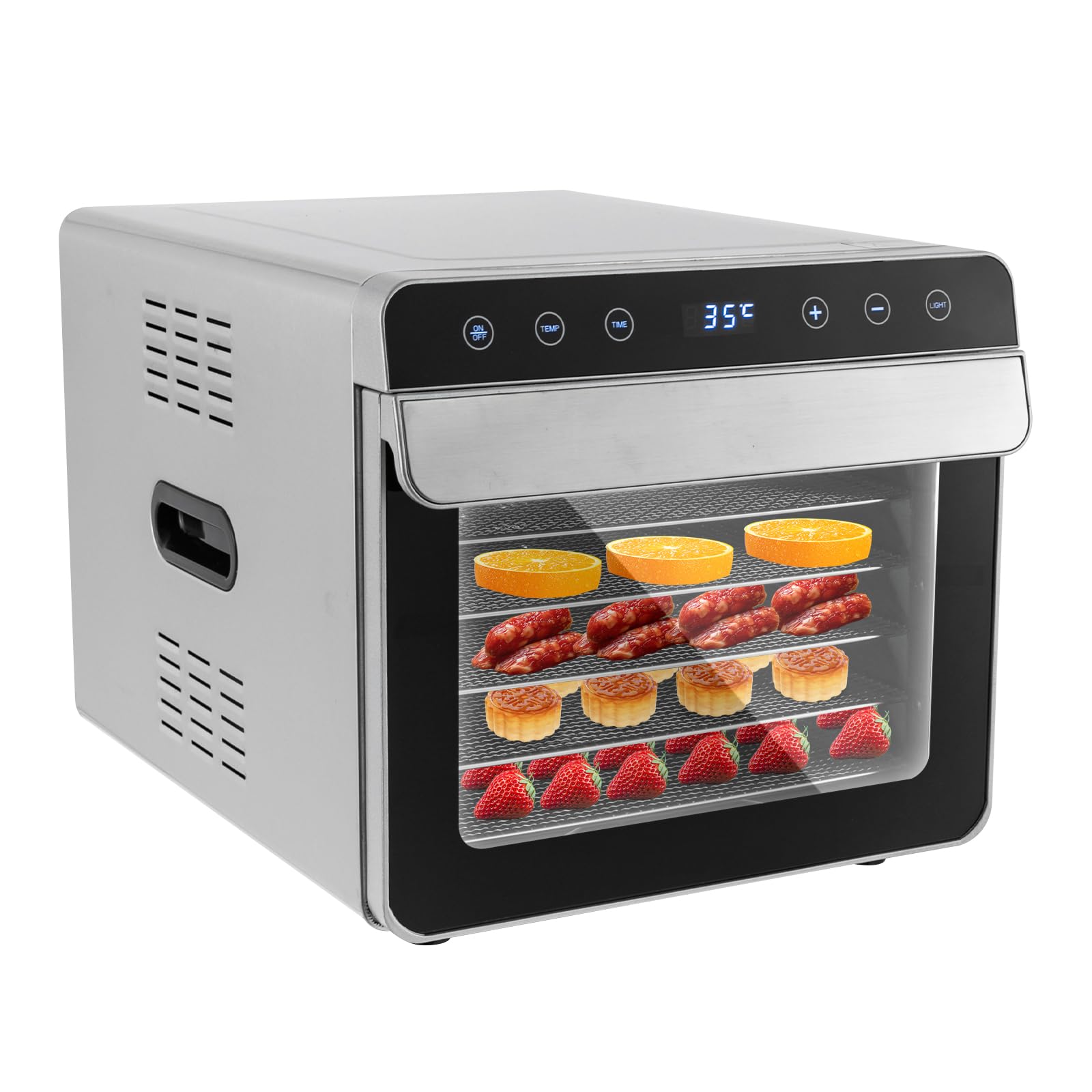 Essiccatore automatico in acciaio inox con 6 scomparti, essiccatore per frutta, carne, verdure, erbe aromatiche
