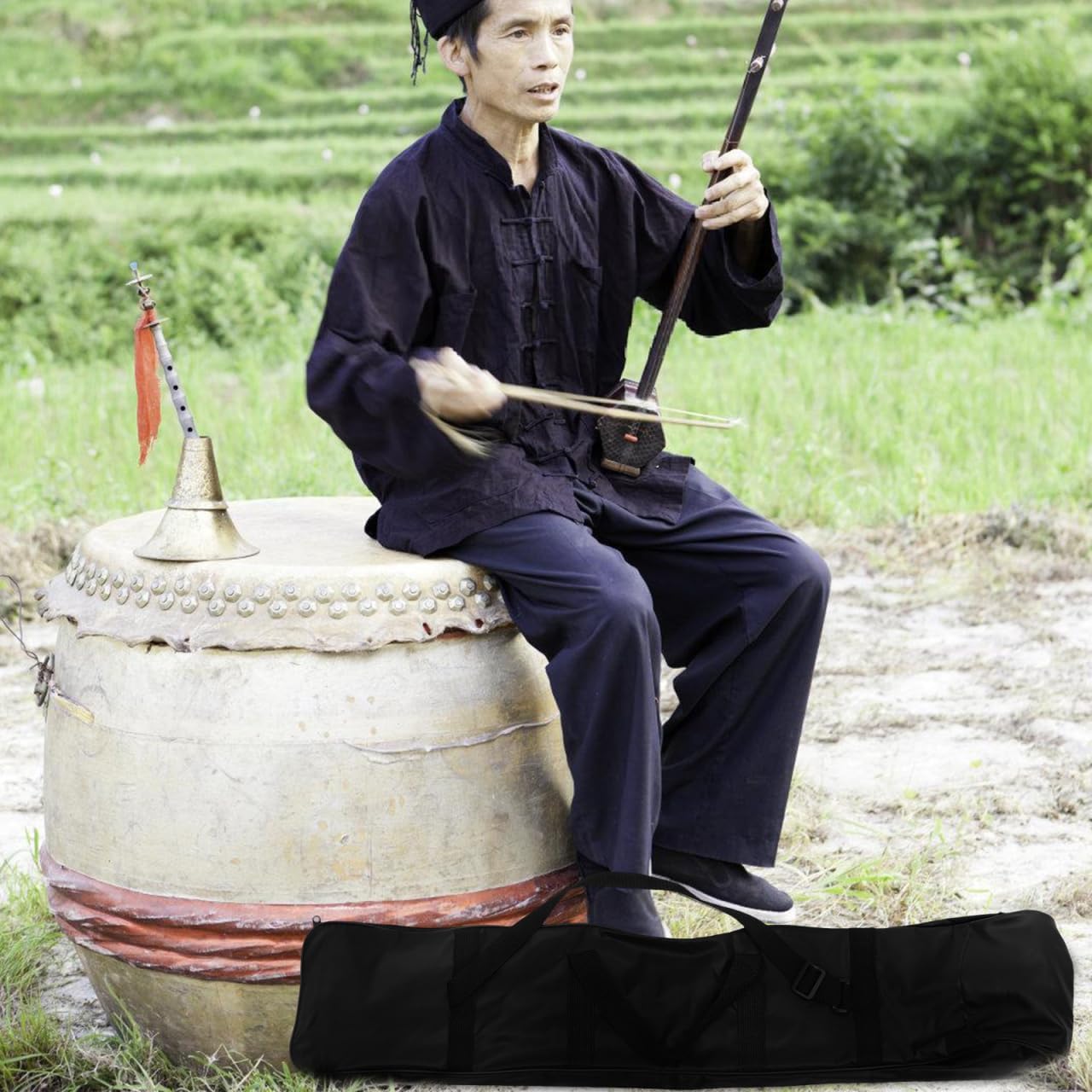 BESPORTBLE Waterproof Erhu Carrying Case Oxford Cloth Padded Bag with Shoulder Strap Reinforced Handles Shockproof Erhu Instrument Storage for Travel and Performance