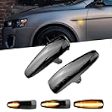 Xinctai Smoked Sequential LED Side Marker Turn Signal Light Dynamic Blinker Compatible With Mitsubishi Outlander Sport Lancer Evolution Evo X Mirage Front Fender Side Marker Lamp