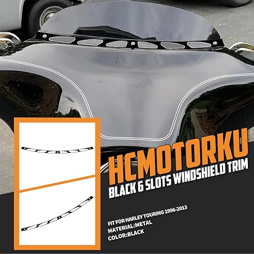 Miniatura 2 de Moldura de parabrisas ranurada para motocicleta Harley Touring Electra Glide Street Glide Trike FLHT FLHTC FLHTCU FLHX 1996-2013 (negro)