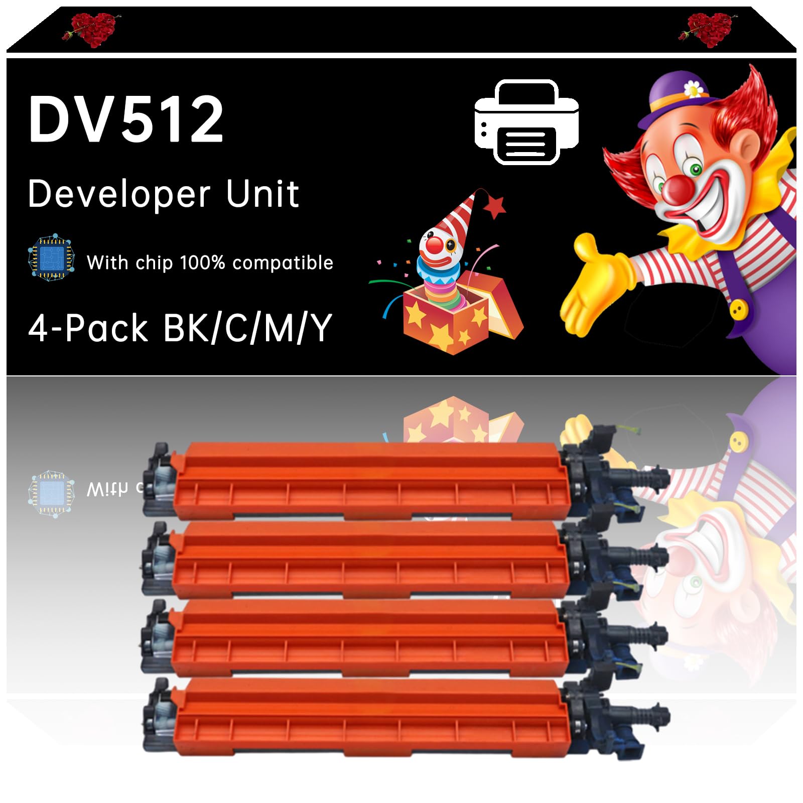 Tonzxce DV512 Developer Unit Compatible with Konica Minolta bizhub 224e 284e 364e 454e 554e C224 C224e C284 Printers, Enhanced Durability, Ideal for High-Volume Printing (4-Pack BK/C/M/Y)