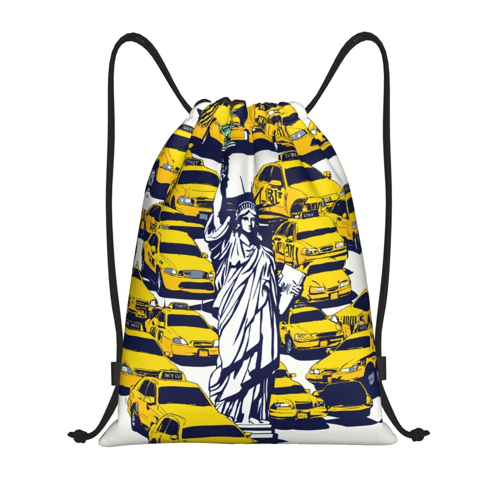 Wxybmdp Unisex Black New York City Print Drawstring Backpack Drawstring Bag Sports Cinch Sackpack Gym Sack Training, S