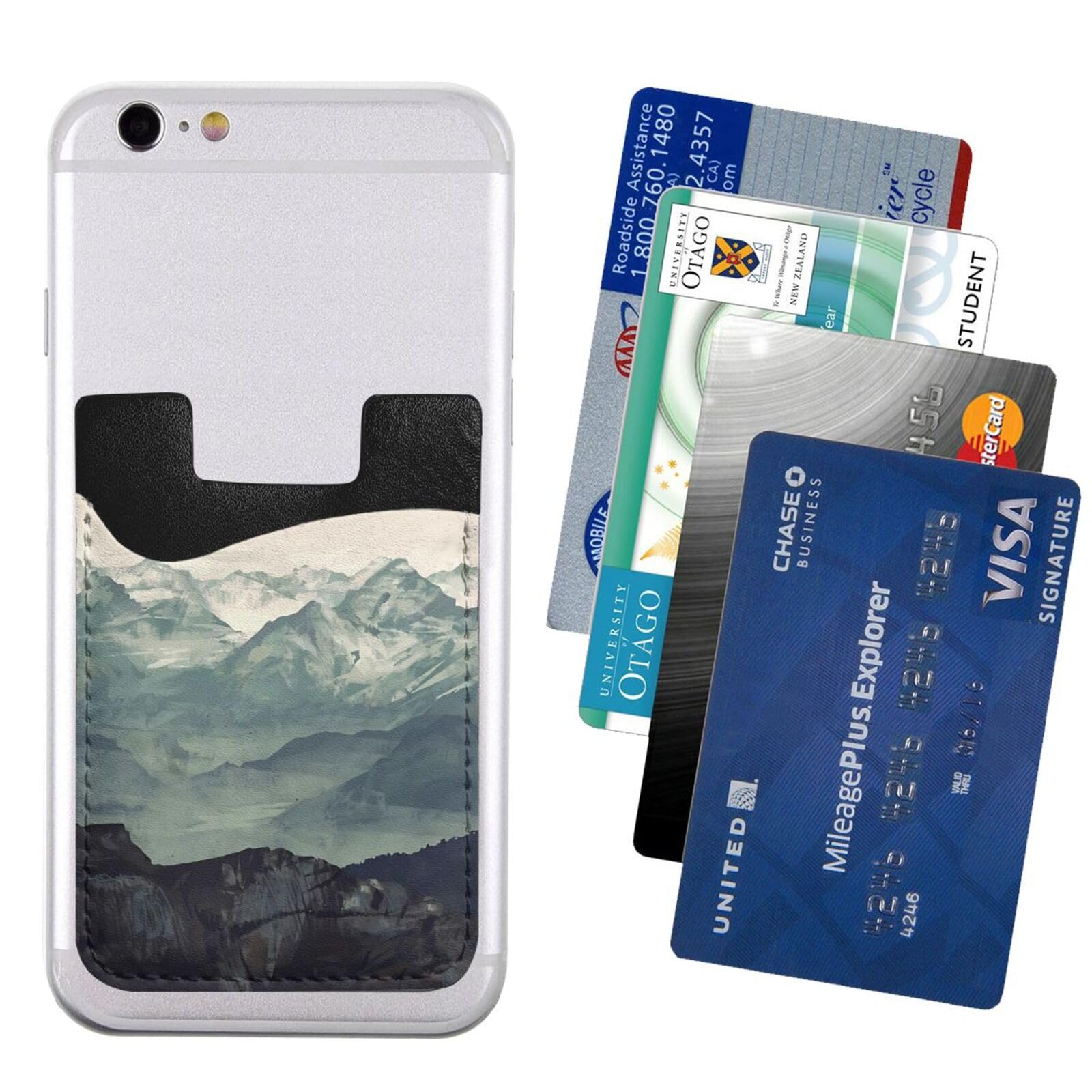 Tarjetero adhesivo para teléfono compatible con la mayoría de las partes posteriores del teléfono, Forest Mountain Fog, Talla única