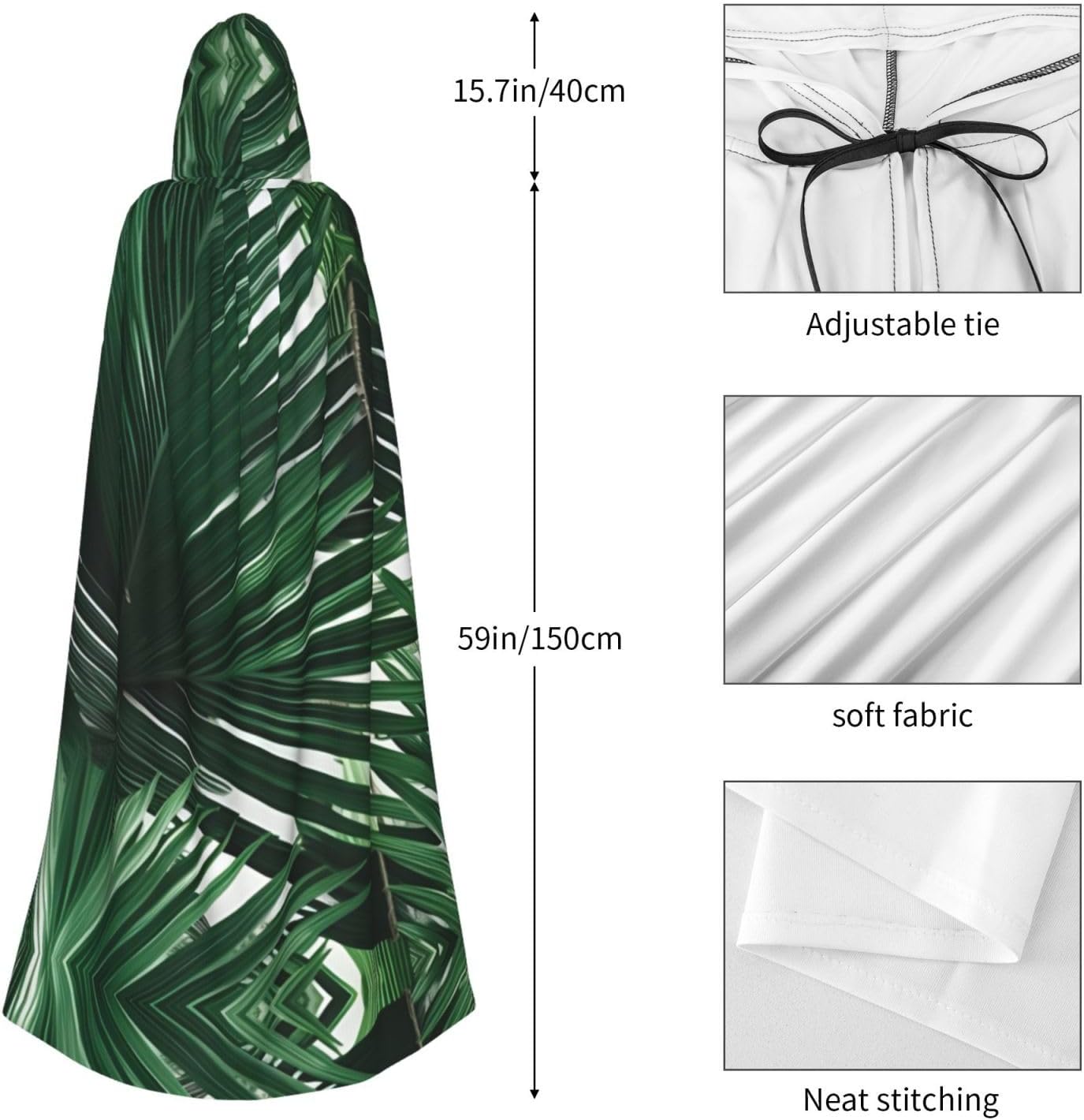 SSIMOO Palm Leaf Eye-Catching Cosplay Costume Cape for Women - Unisex Vampire Cloak for Halloween.