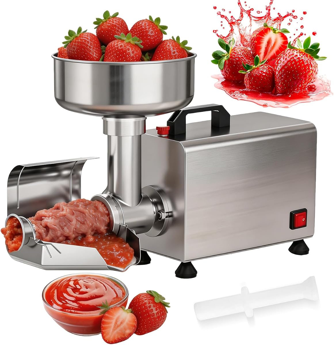 450W Electric Tomato Strainer, Tomato Milling Machine Sauce Maker | 90-160 Kg/H Pure Copper Motor, Stainless Steel Commercial-Grade Food Strainer & Sauce Maker,Tomato Press,Fruit & Homemade Jam