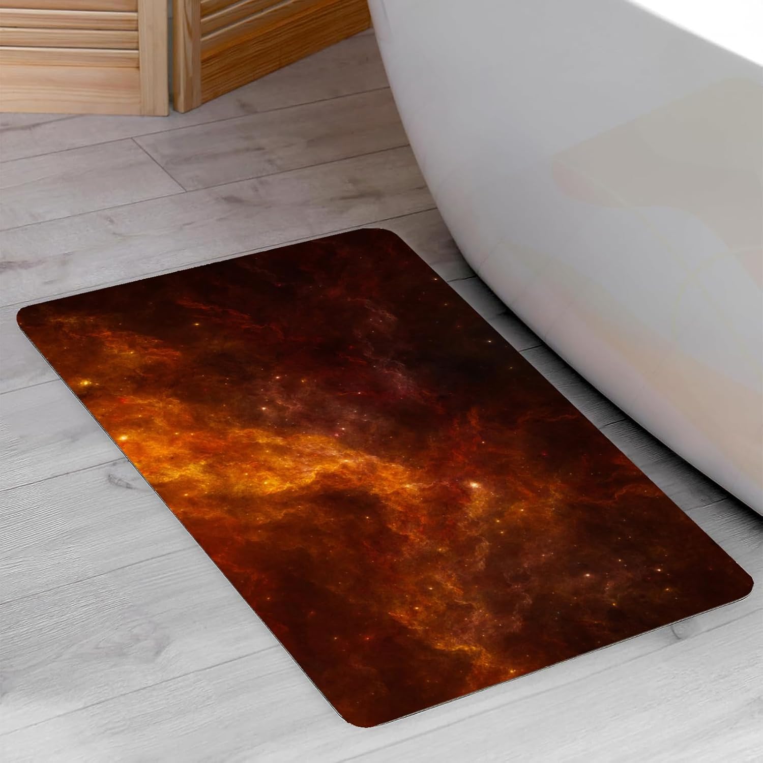 NEVKA Bathroom Rug Mat,2x4ft, Modern Diatomaceous Bath Rugs, Comfortable & Thin, Absorbent Water, Non-Slip, Machine Washable, Bath Mats for Bath Floor, Tub and Shower, Dark Orange