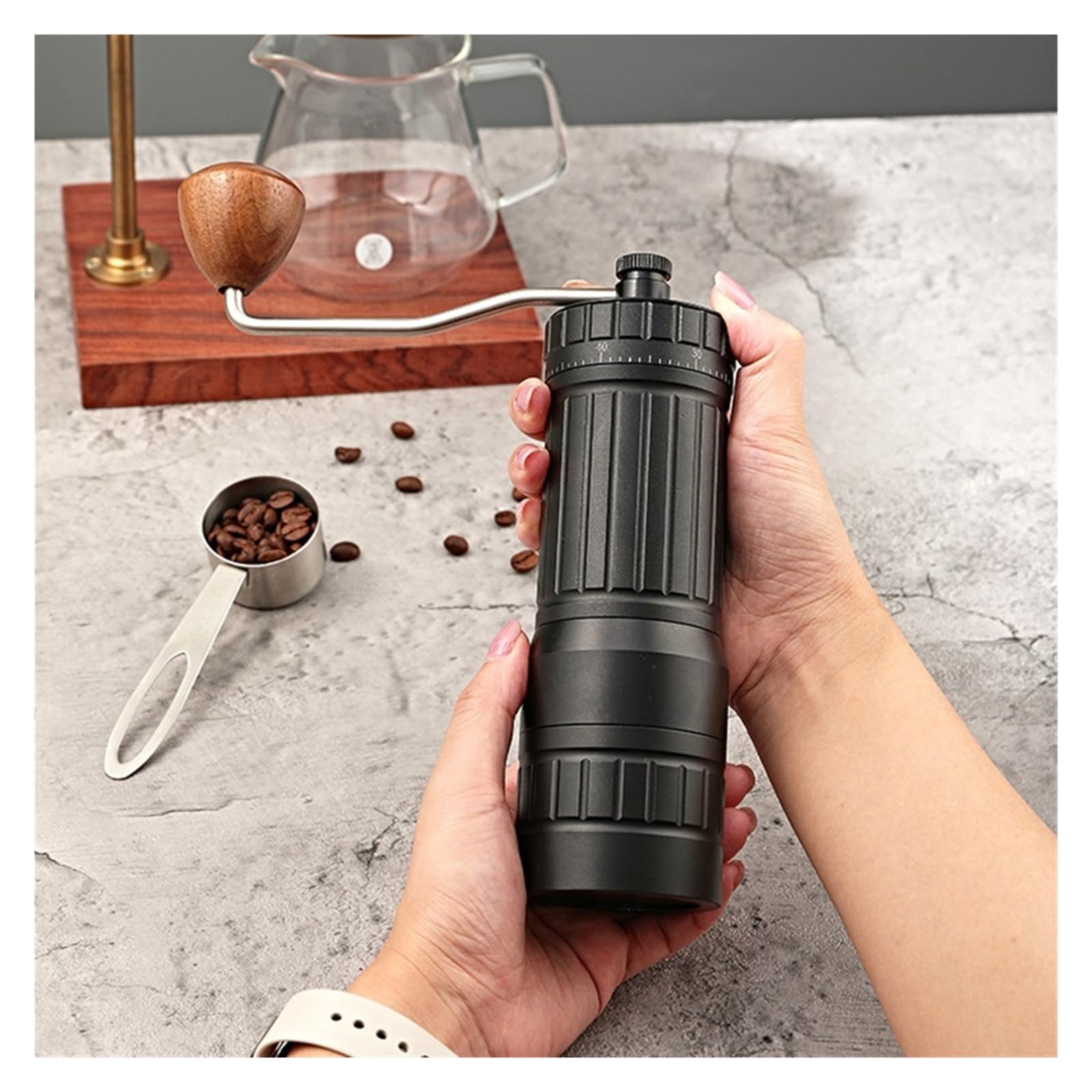Compatibile con R40 Master Cofee Manovella Gnnder Portatile for uso domestico all'aperto Sette chicchi di caffè in polvere grossolana An