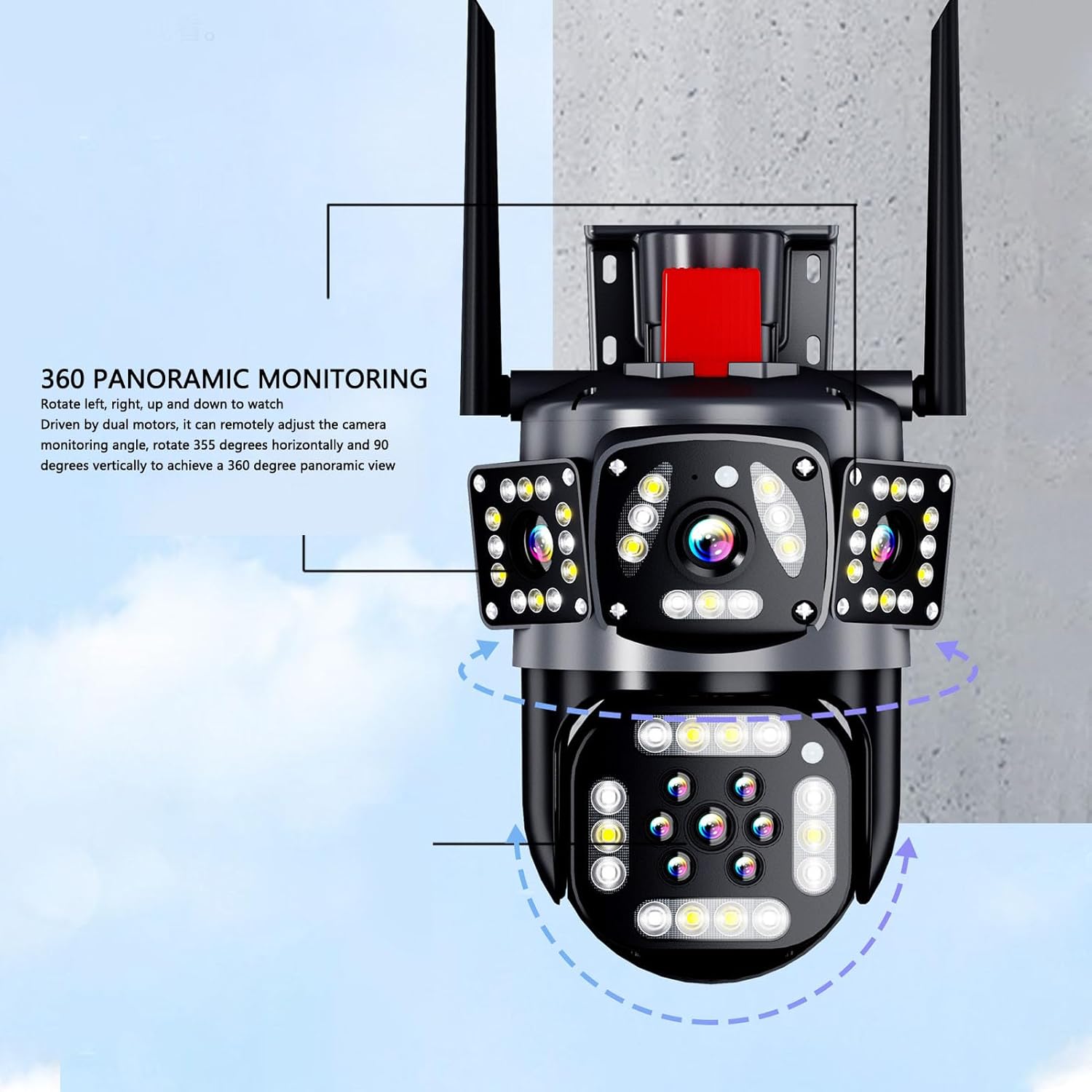 Generic Triple Lens Camera, 8MP 4K Security Camera Outdoor with Color Night Vision, AI Motion Detection, 2.4G WiFi Tracking Home Surveillance Camera (U.S. regulations), Genericyf49cptesv-11