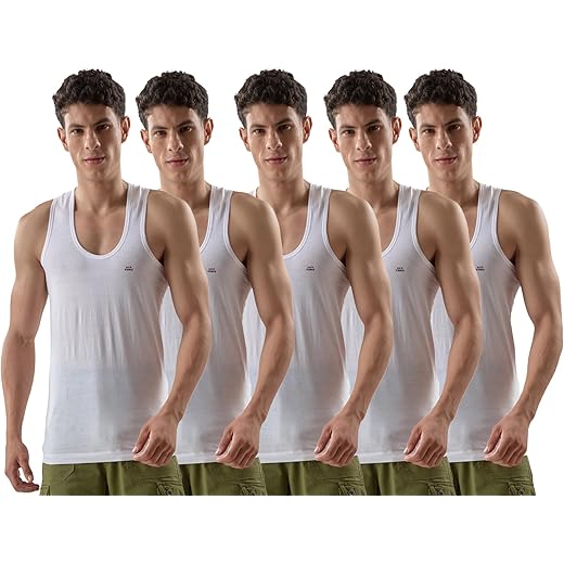 Mens White Cotton Vest Pack of 5