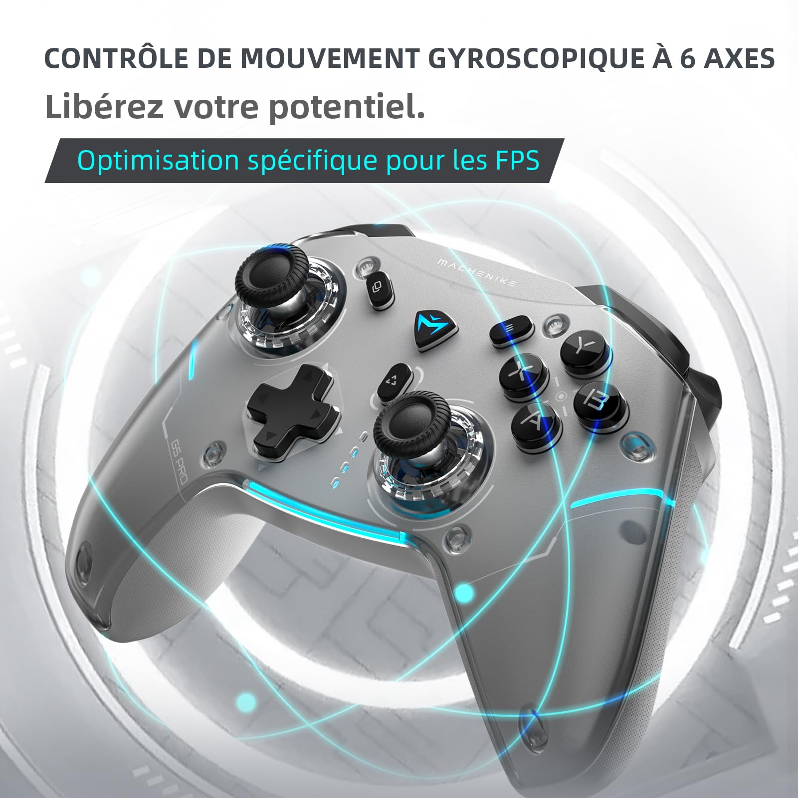Machenike G5PROMAXSE Manette PC Gamer avec Station de Charge (BT/USB-C filaire/2.4GHz), Manette Bluetooth PC avec Windows/Switch/Mac/iOS/Android/iPad, Turbo, Vibration, Gris