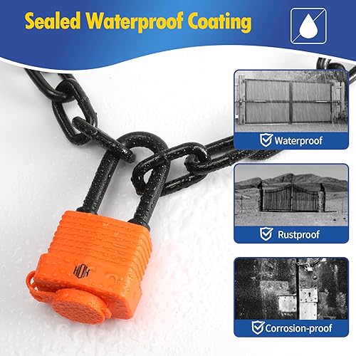 Miniatura 4 de HOX Paquete de 4 candados resistentes a la intemperie, acero laminado de 1.575 pulgadas, cromado con grillete de 2 pulgadas, envuelto en vinilo,