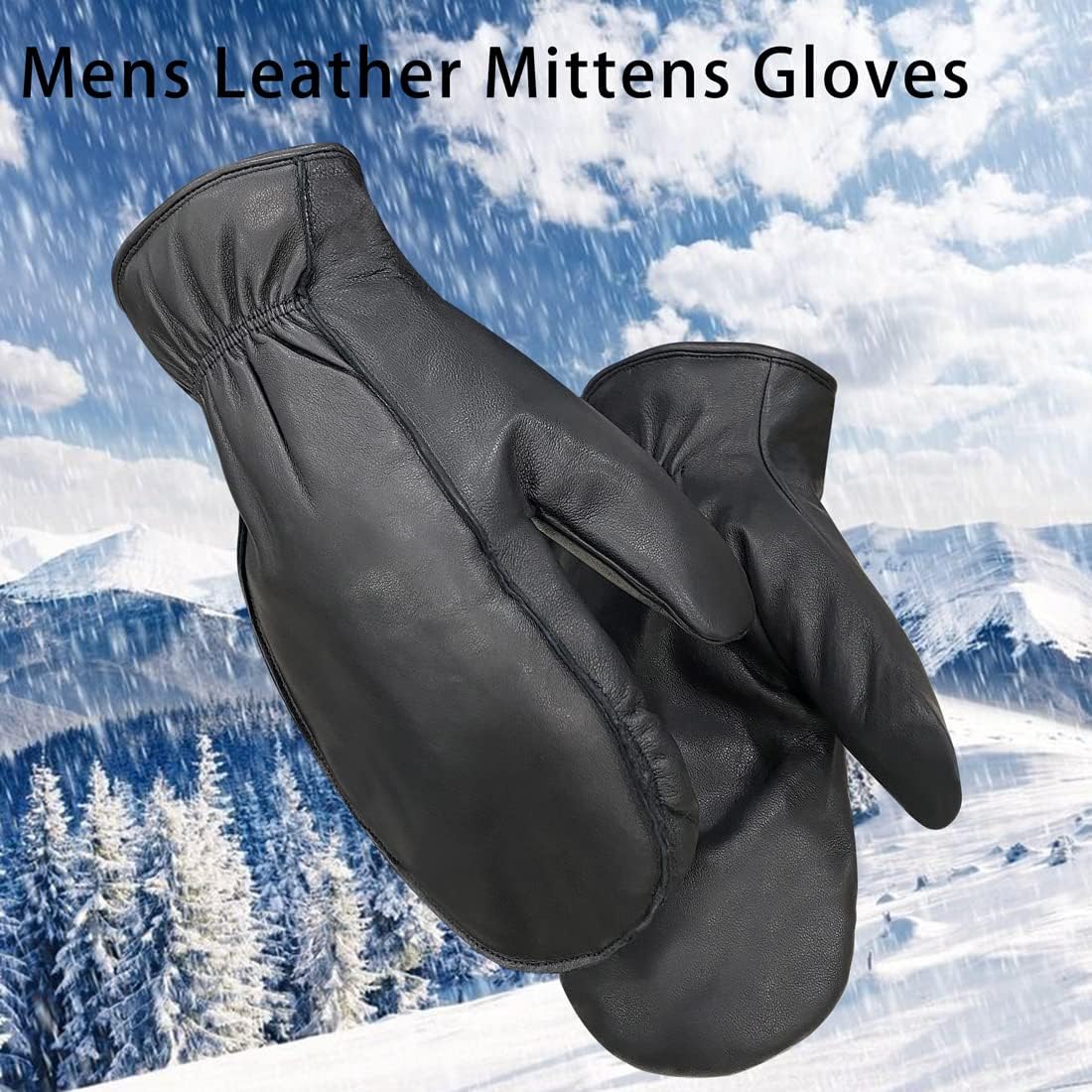 Harssidanzar Thermal Glove Mens Lambskin Outdoor Leather Mittens Gloves Thermolite Lined GM033 - Image 3