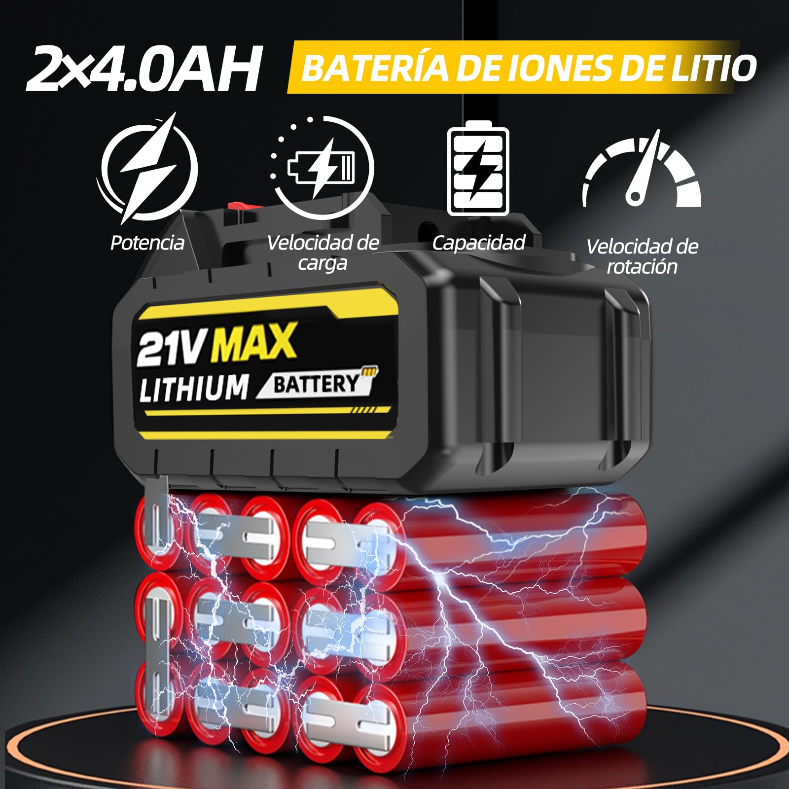 Motosierra a batería 12 pulgadas, motor 1800W sin escobillas, 2x4000mAh, lubricación auto, seguridad – sierra profesional para árboles con maletín, para madera y jardín