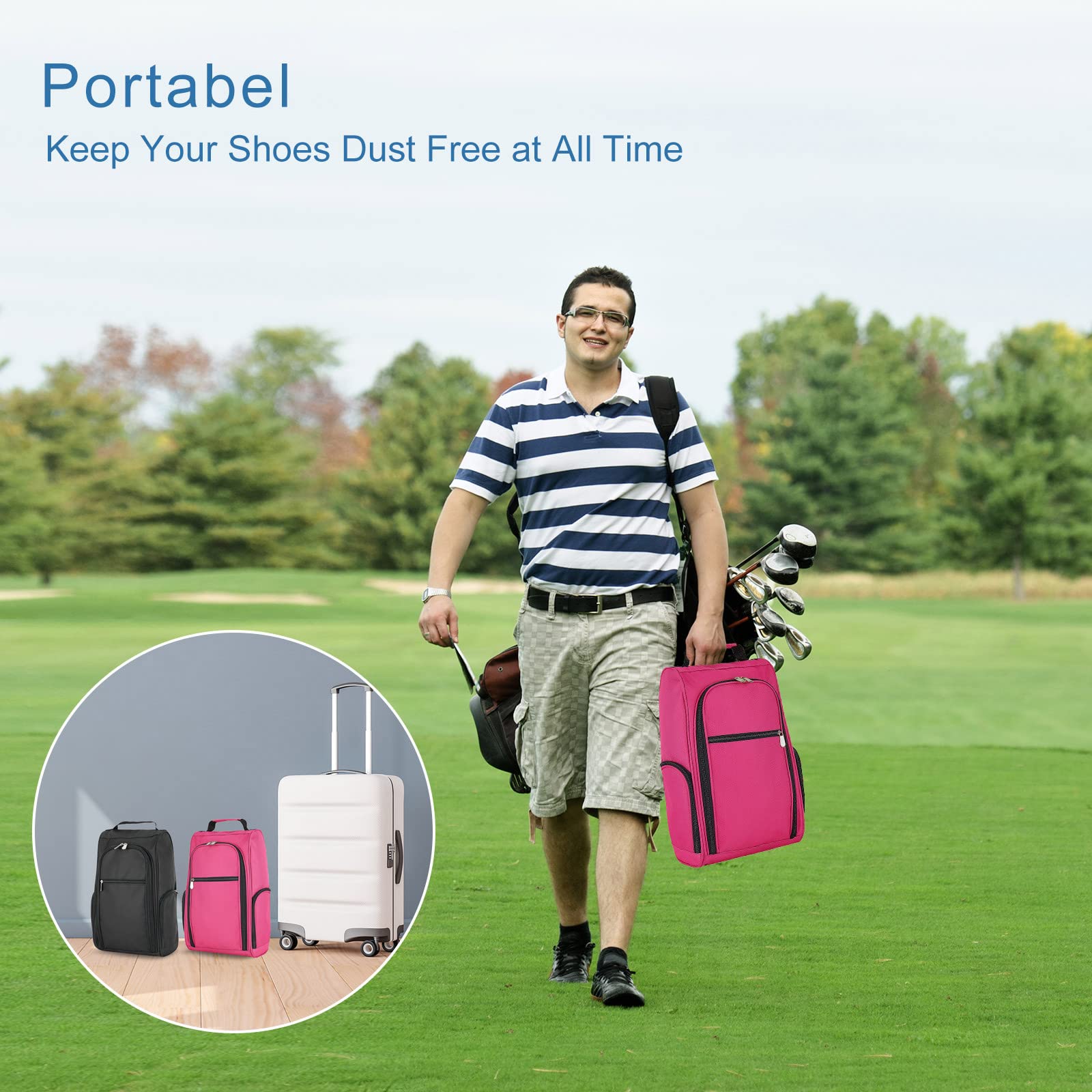 Bolsa de fútbol mejorada, bolsa de golf de primera calidad con 2 bolsillos con cremallera, bolsa de rugby para caminar, viajes, almacenamiento, hombres, mujeres, niños, regalo, Pink, Bolsa de zapatos