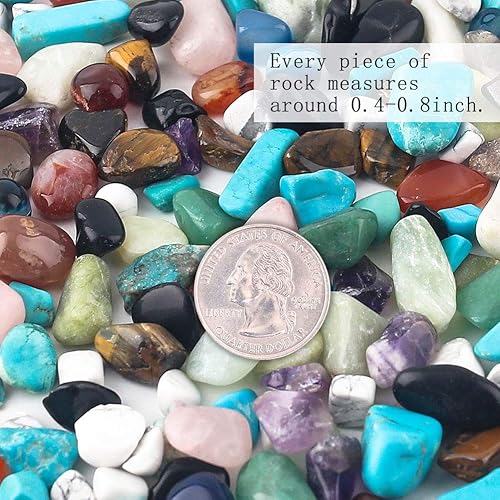 Miniatura 8 de JOHOUSE Piedras de cuarzo surtidas, piedras de cristal triturado de 1 libra, piedras naturales surtidas para decoración del hogar, jarrones,