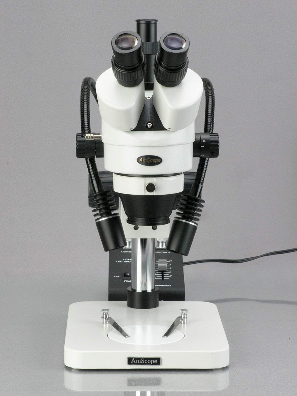 Image secondaire de 7 X -90 X microscope stéréo d'inspection trinoculaire à Puissance de zoom + col de cygne lumières LED
