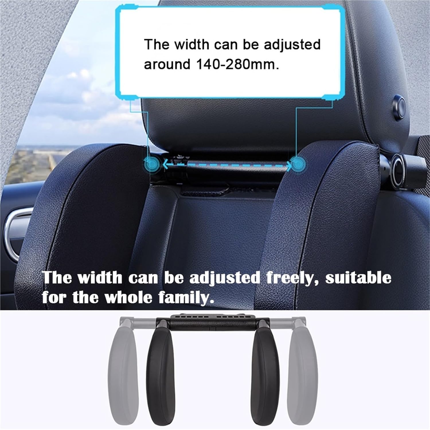 Car Seat Headrest Pillow Adjustable Head Support Pillow U Shaped Pillow Travel Sleeping Cushion For Kids Adults Auto Accessories(Carbon fiber b)