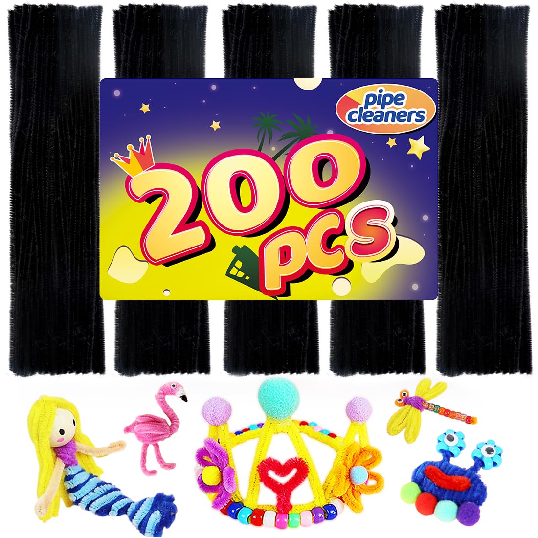 Pipe Cleaners - Black Arts &amp; Crafts Supplies