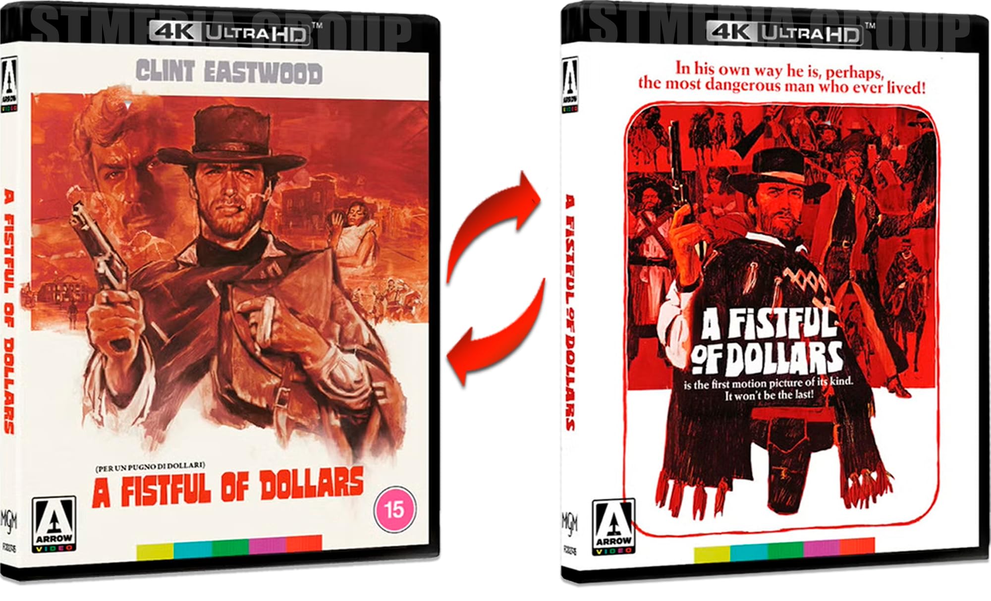 Clint Eastwood: The Dollars Trilogy – A Fistful of Dollars / For a Few Dollars More / The Good, the Bad and the Ugly (Special Edition, Reversible Cover, 7-Disc Set) [4K UHD + Blu-ray] [Region Free]