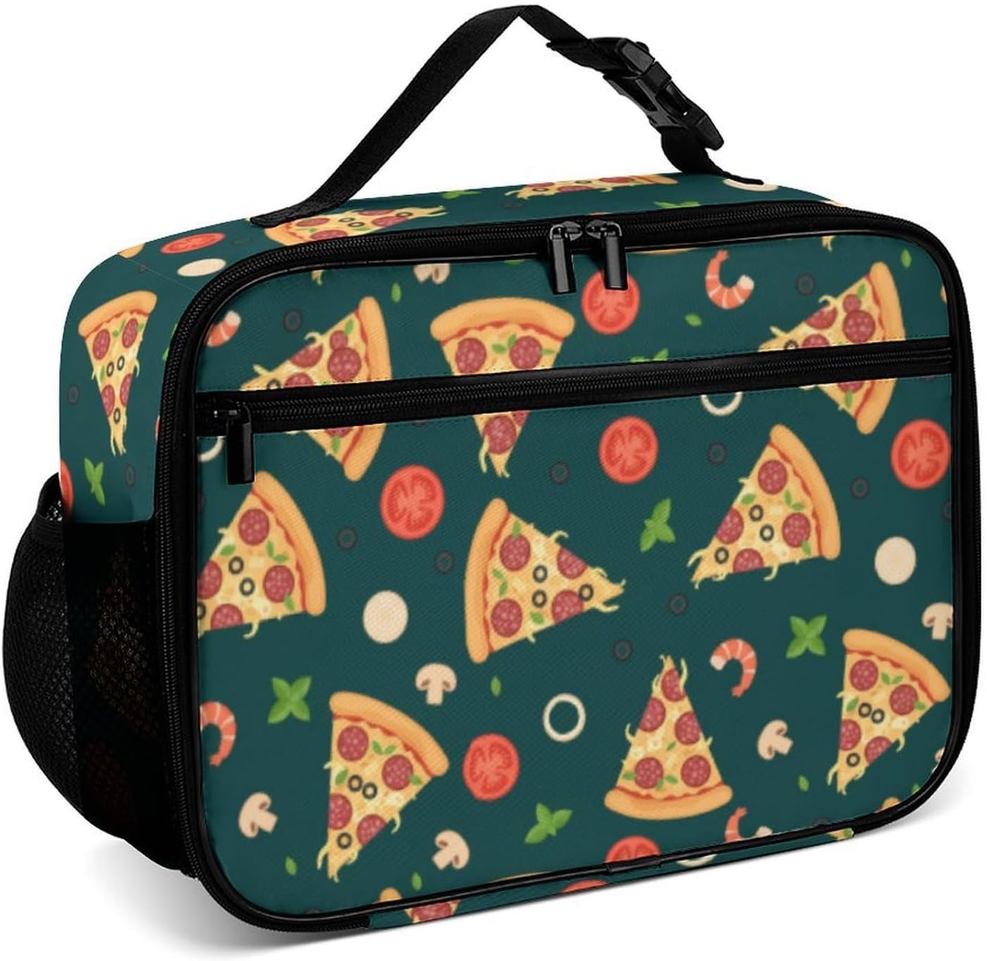Pizza Reusable Lunch Box Insulated Lunch Bag Cooler Bag Lunchbox Meal Food Container Tote Bag for Women Kids Girls Boy School Camping Hiking Picnic Beach Travel