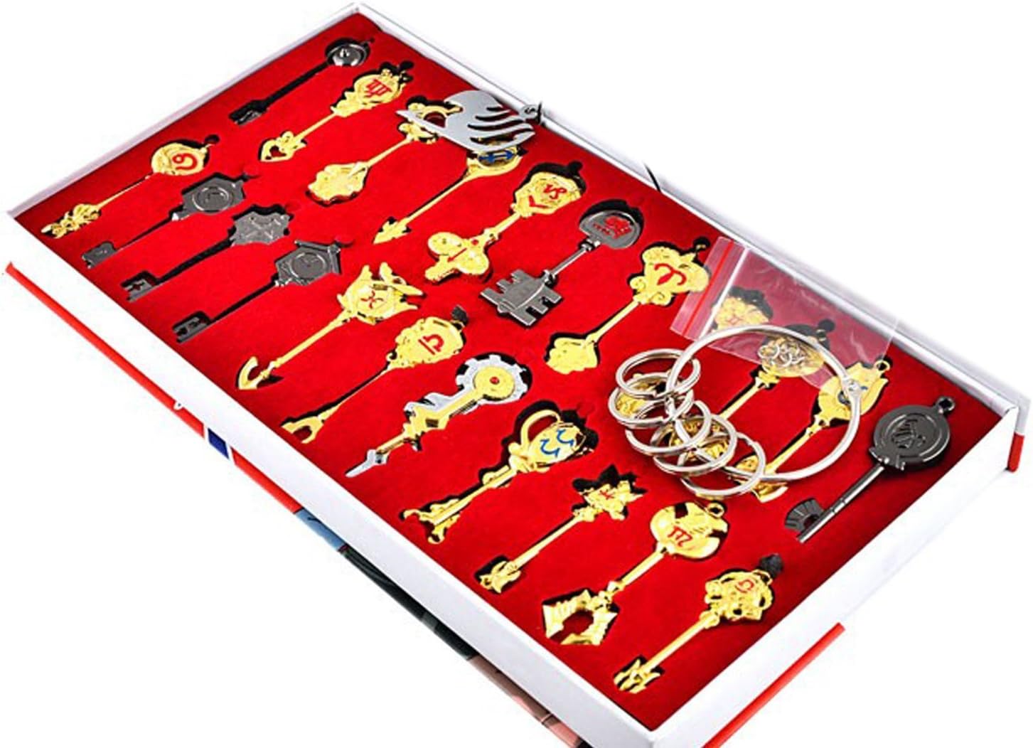 Kibby NEW 22pc Fairy Tail Star Keys Blade Lucy Keychain Necklace Pendant Cosplay Set