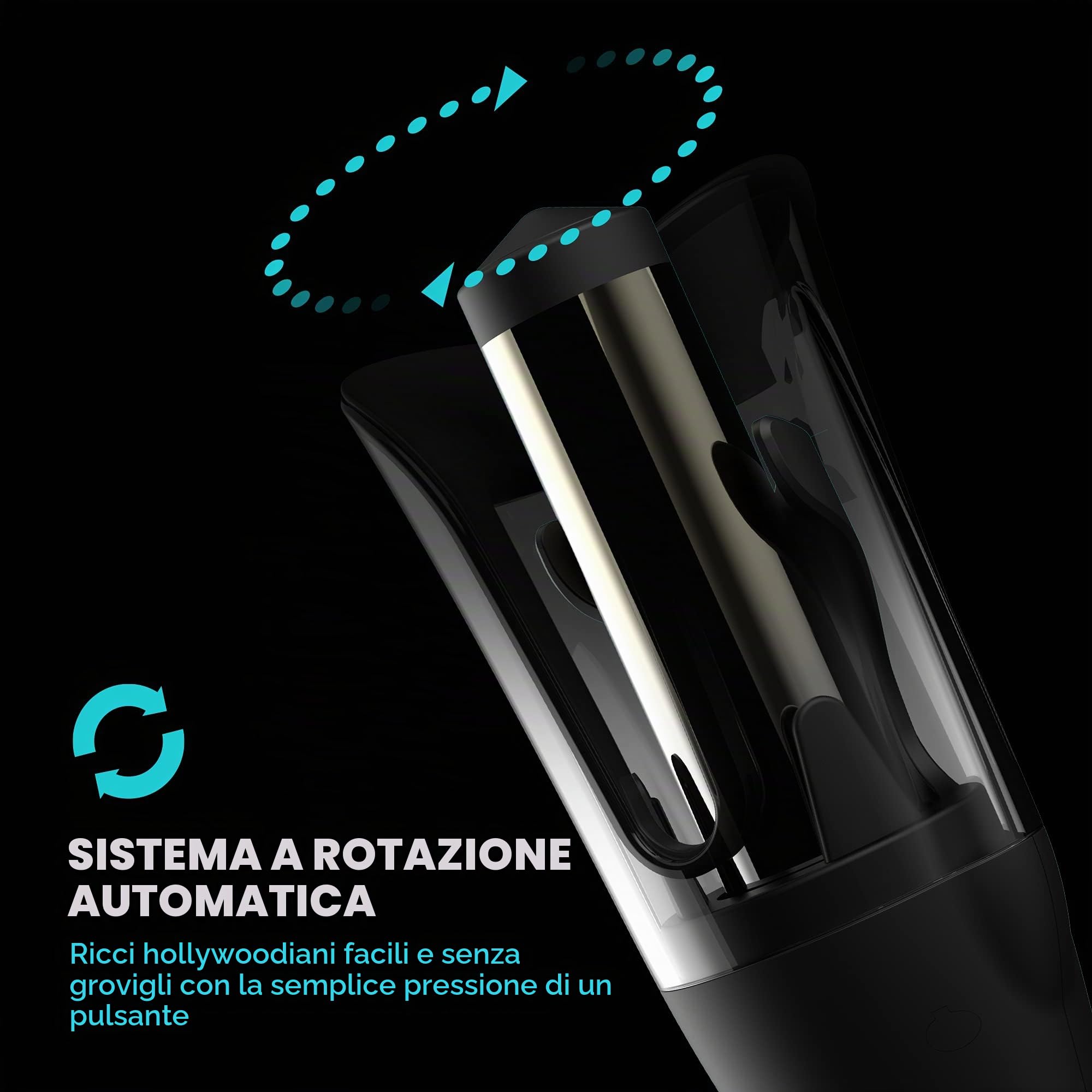 REVAMP Hollywood Wave Arricciacapelli Automatico Ceramica - Ionico | Rotazione Automatica, Onde e Ricci, Styler Rotante, per Capelli Lisci e Ondulati, Tutti i Capelli