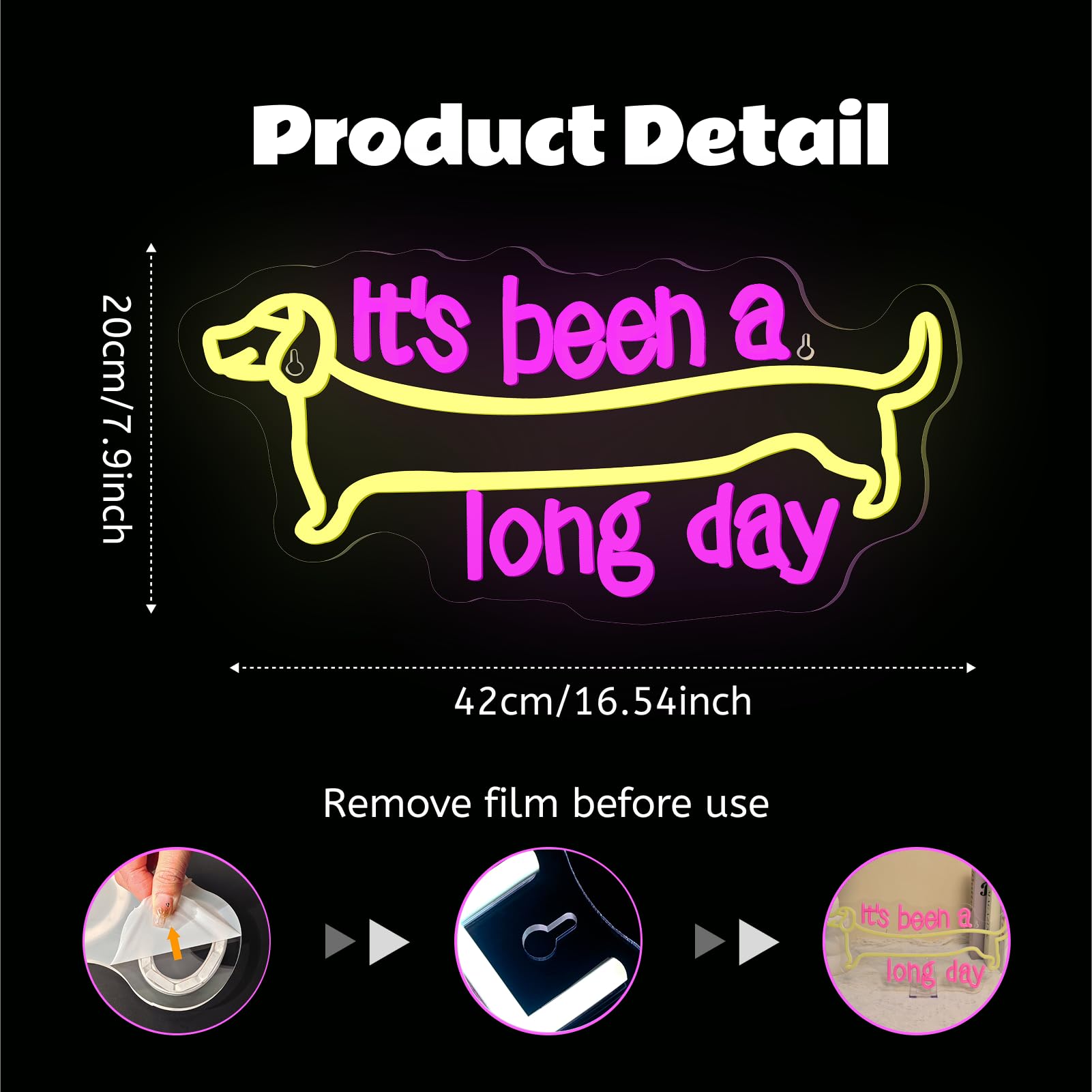 SIGNSHIP It's been a long day Dachshund Neon Light Sign, Dog Neon Sign for Wall Decoration Led Signs Light Sausage Dog - Image 2