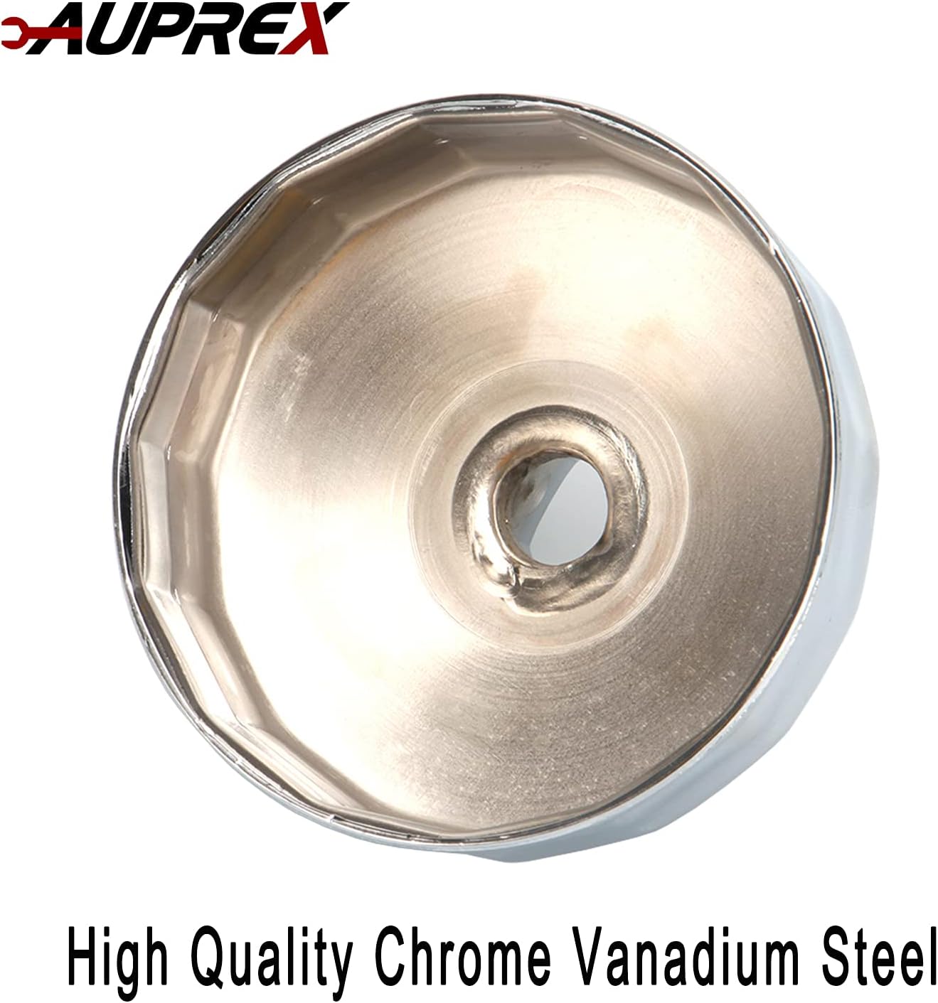 AUPREX 84mm 14 Flutes Oil Filter Wrench - Chrome Plated Steel - Universal Compatibility with Mercedes, Dodge, Jeep 3.0L Diesel Engines