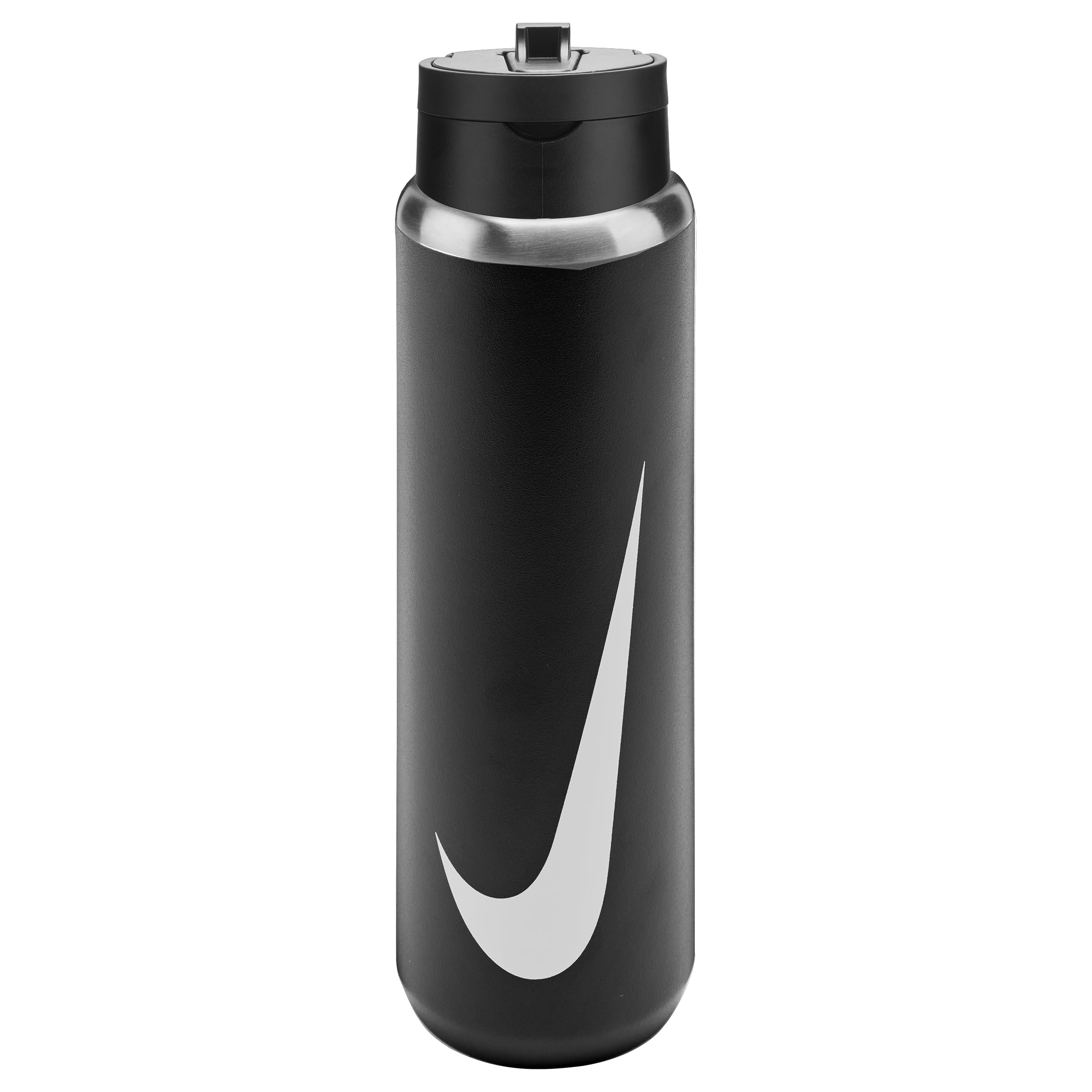 Nike SS Recharge Straw Bottle 24oz 709 ml Stainless Steel Water Bottle Sports Bottle Training Fitness with Straw, Black/Black/White