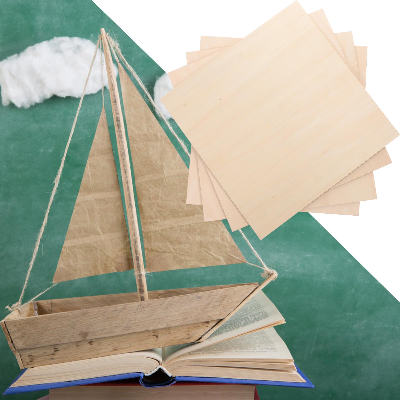 PACKOVE Holzplatten Einfach zu Kleben 10 Stück Selbstgemacht Glatte Oberflächen aus Unbehandeltem Holz 12x12 Inch für Handgefertigte Bastelprojekte und Holzmodellbau