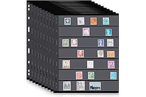 10-Sheet Stamp Collecting Album Pages for 9-Hole Binder Sleeves