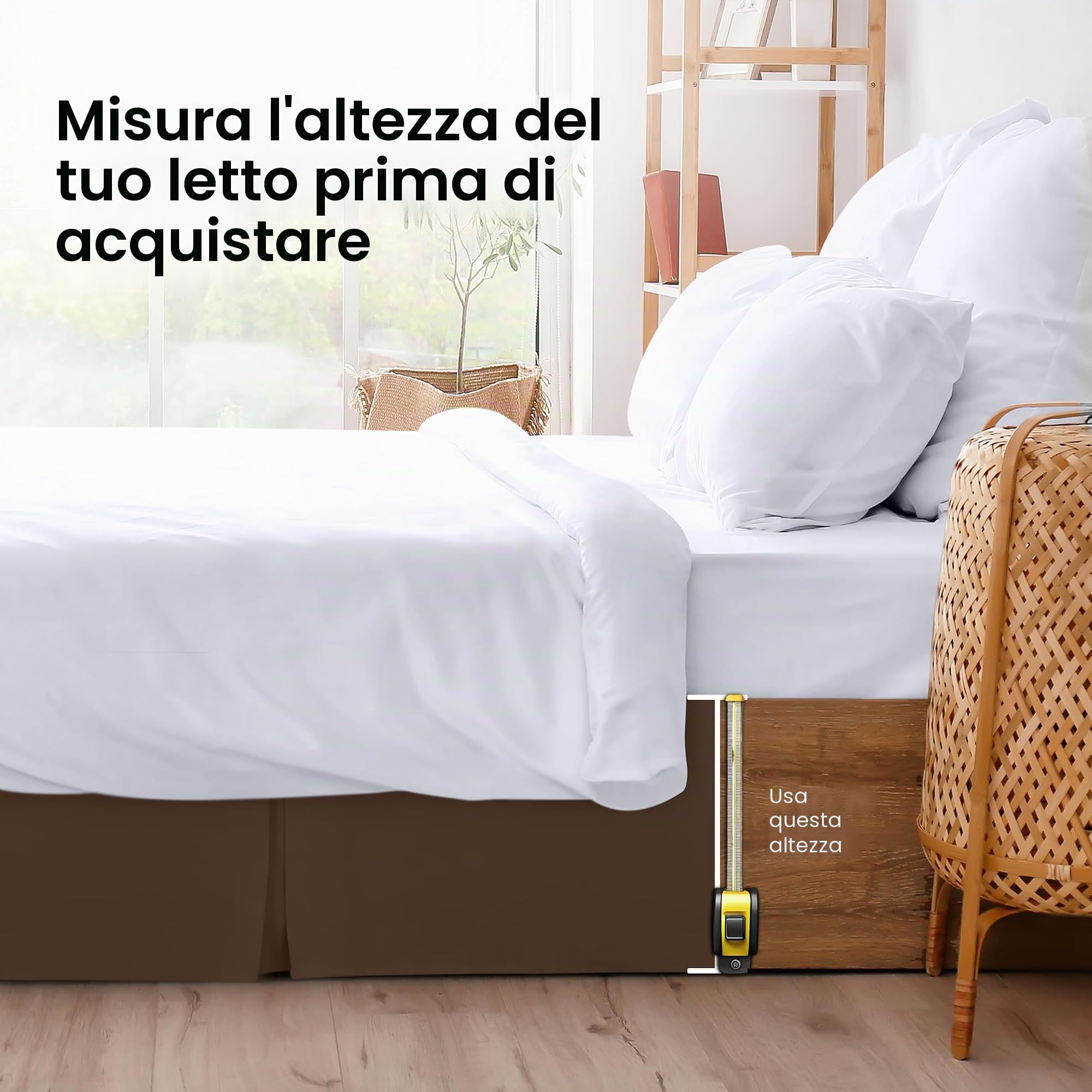 Utopia Bedding Mantovana giroletto matrimoniale, morbida con volant quadruple plissettato, facile da montare, con caduta su misura da 40 cm, qualità alberghiera, resistente al restringimento e allo