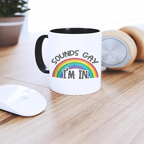 Miniatura 3 de Mens Sounds Gay I'm in With Rainbow Flag For Pride Month Cute Cups Acent Taza de café de 11 oz