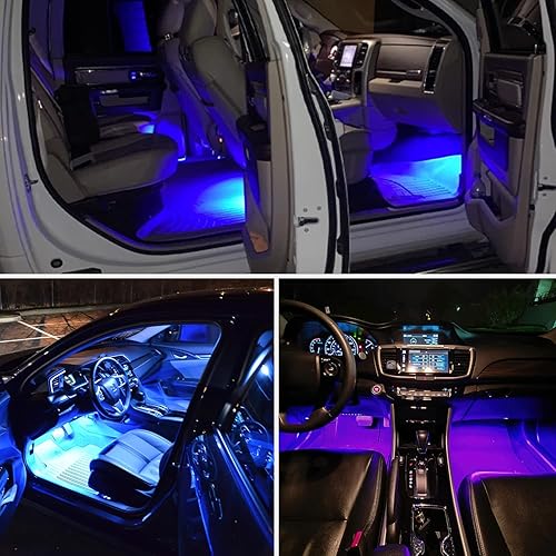 Vista 22 de Nilight 48 luces LED DC 5V Multicolor Music Car Strip Light Under Dash Kit de iluminación con función activa de sonido y control remoto inalámbrico