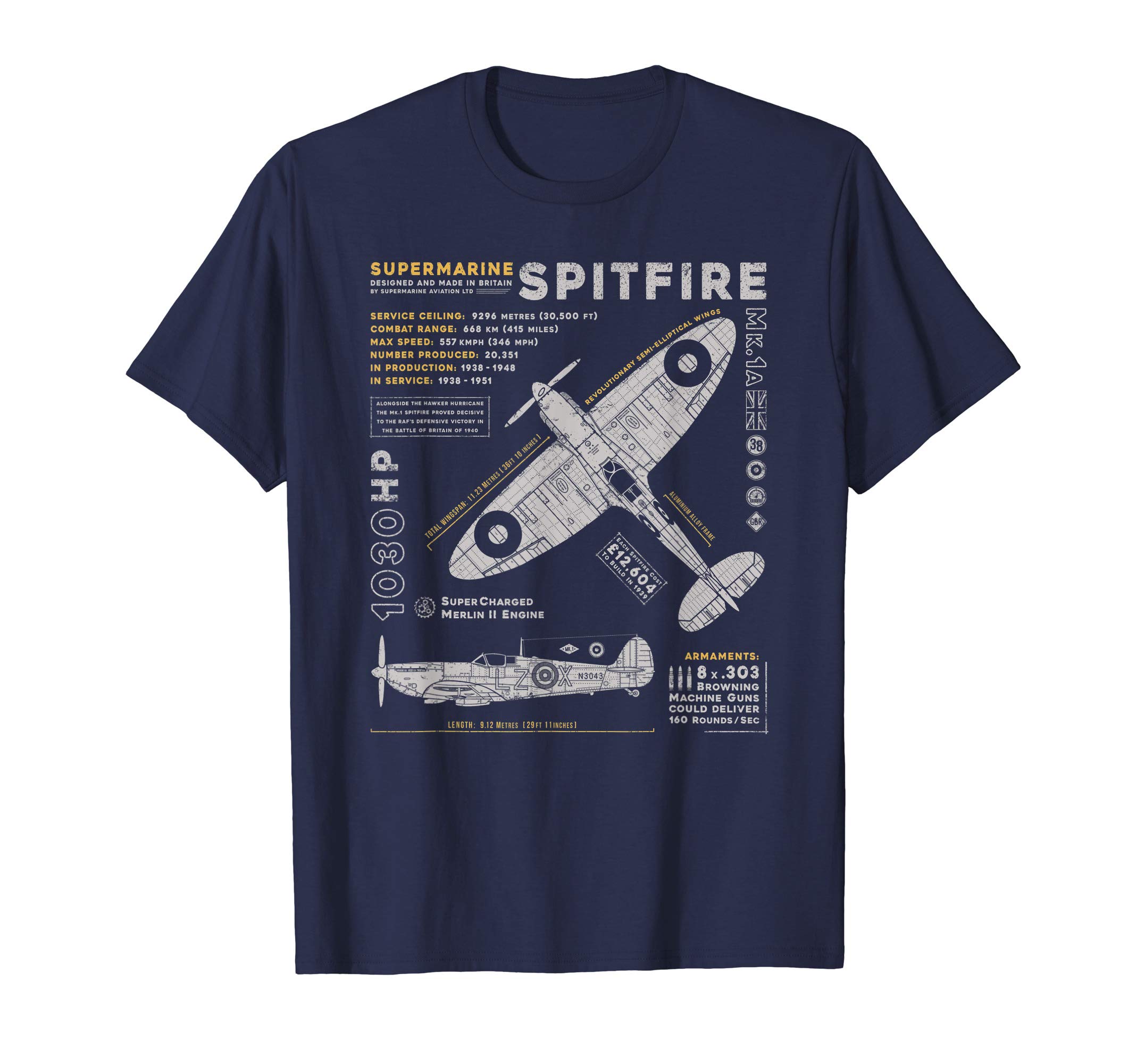 Spitfire Mk.1 | RAF British WWII Supermarine Fighter Plane T-Shirt