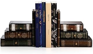 Fasmov Wood Bookends with Desktop Organizer Drawer Units, Decorative Boo...