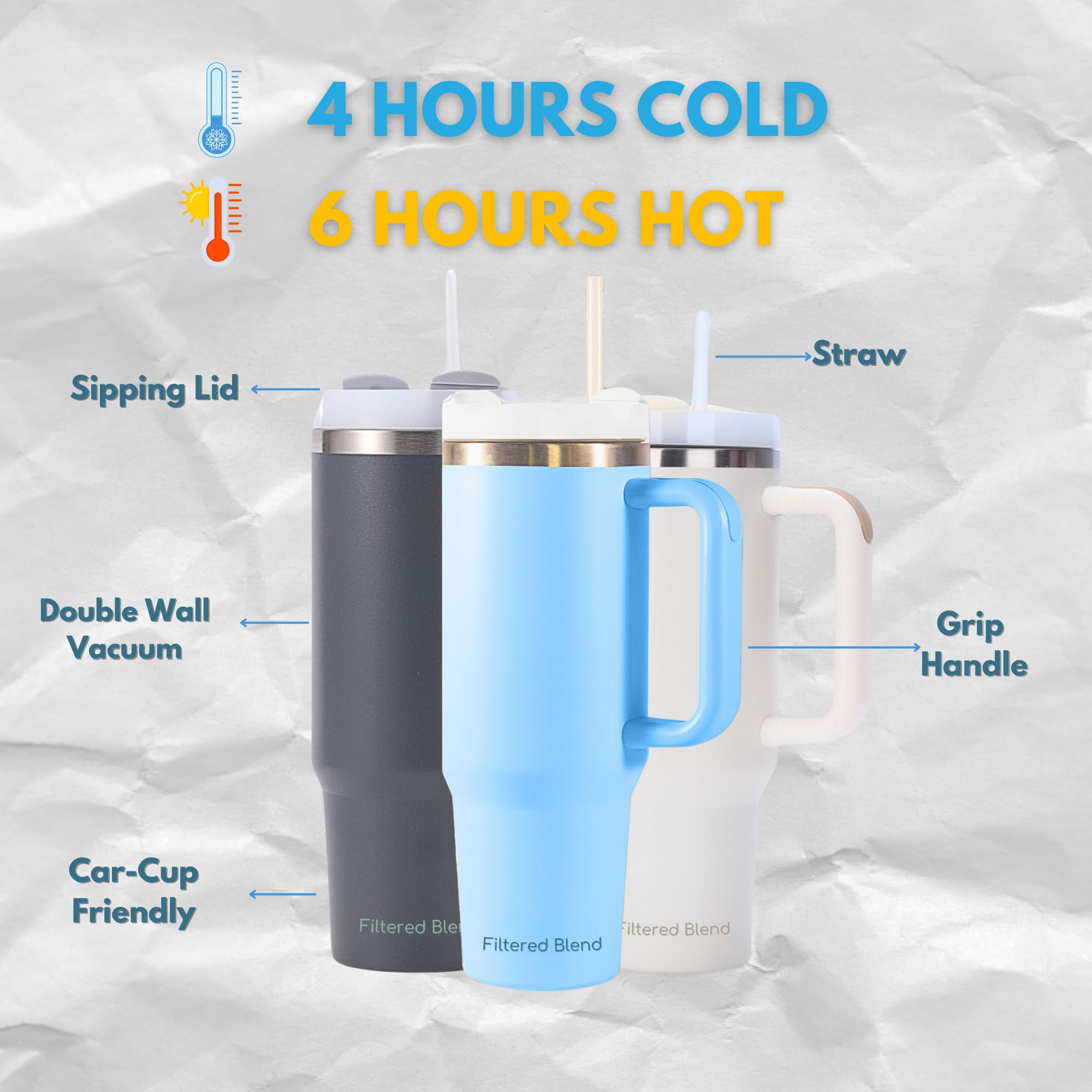 40oz Insulated Tumbler with Handle (Sand Dune) thumbnail 9