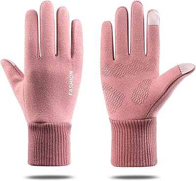 Muryobao Womens Winter Gloves Touch Screen Anti-Slip Warm Thermal Soft Lining Elastic Cuff Cold Weather Texting Gloves Pink