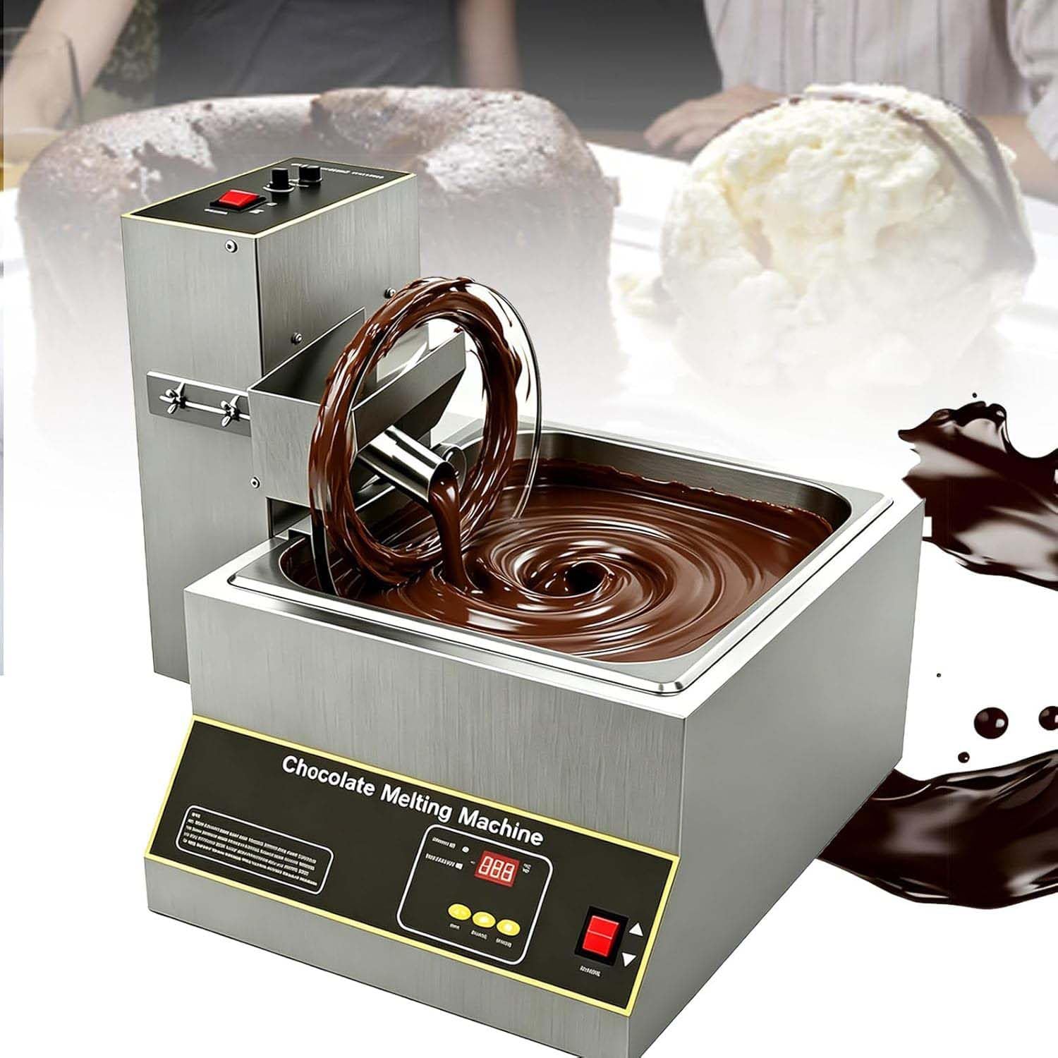 DPLWJPP Electric Chocolate Depositing Machine Chocolate Wheel Tempering Machine Electric Chocolate Tempering Coating Moulding Melting Mixer 35~55rpm Speed Adjust C