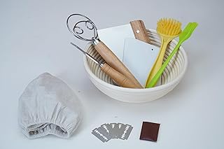 9 Pcs Round Banneton Bread Making Kit I Indonesian Rattan Proofing Basket With Linen Liner I Made With Stainless Steel, Durable & Easy To Clean I Ideal for Sourdough, Rustic, and Artisan Bread