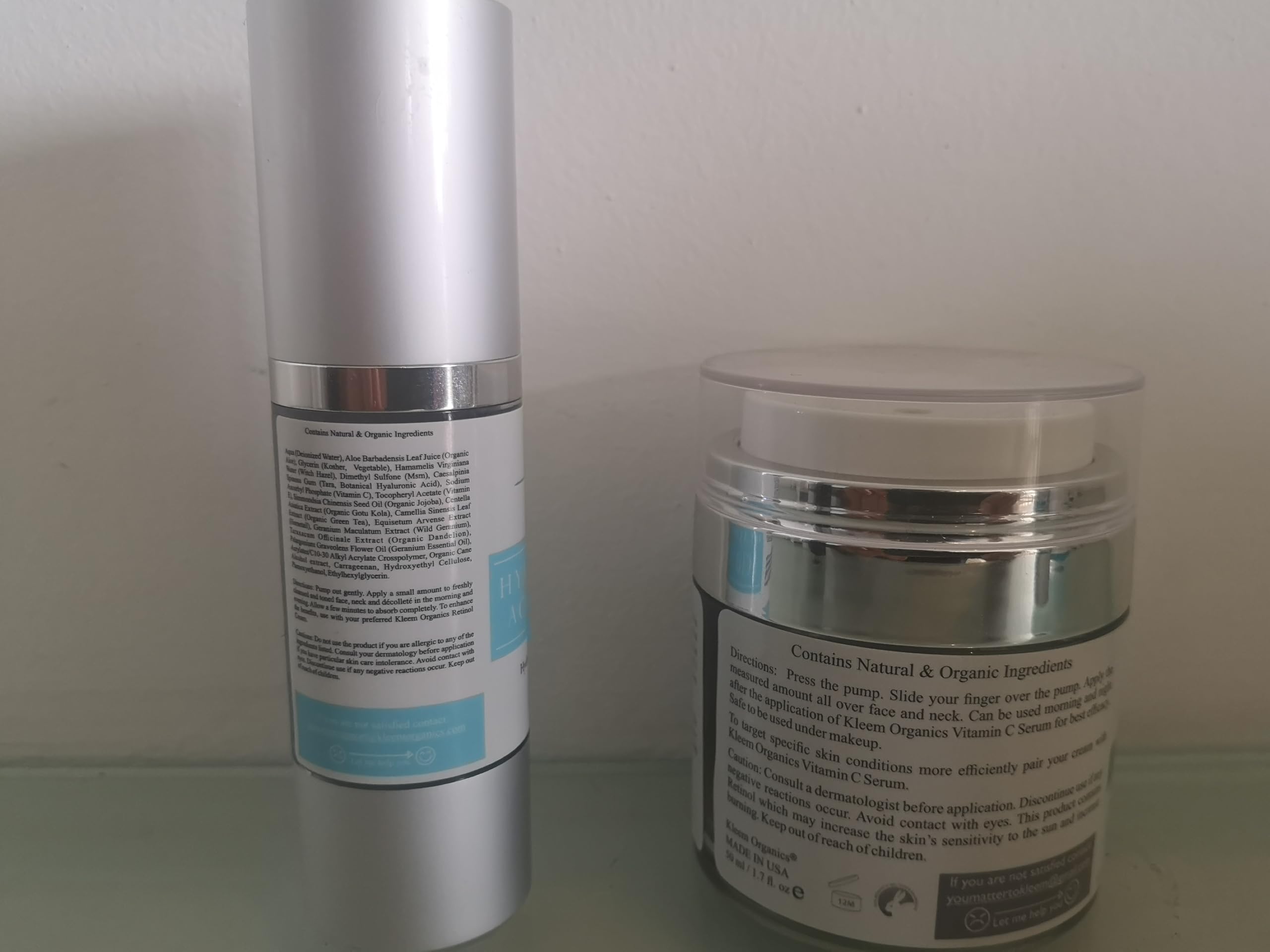 Kleem Organics Duo Idratazione Anti-Età – Crema al Retinolo & Siero all’Acido Ialuronico | Rassoda, Leviga & Idrata in Profondità | Riduce Rughe, Migliora la Texture & Rinnova la Luminosità