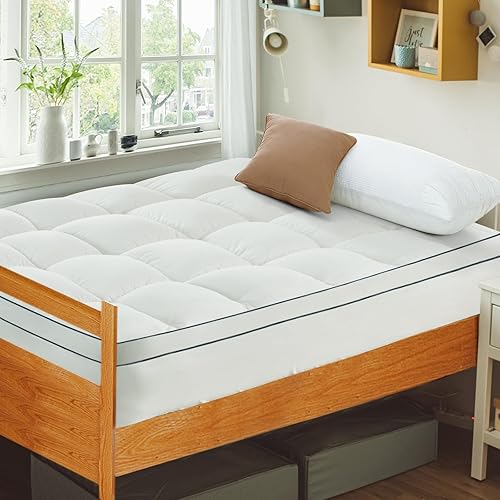 Mattress Topper Twin Xl College Dorm Bed: Cooling Mattress Pad Cover for College, Extra Long Pillow Top Mattress Topper with Deep Pockets, Breathable Fluffy Fill Mattress Protector
